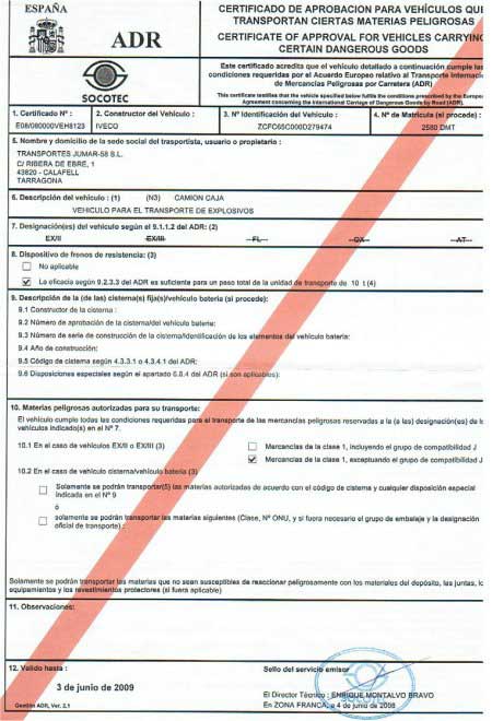 foto certificado ADR