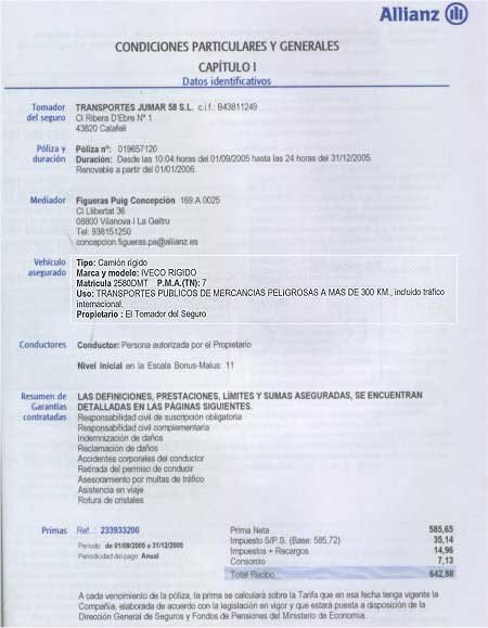 seguro mercancias peligrosas