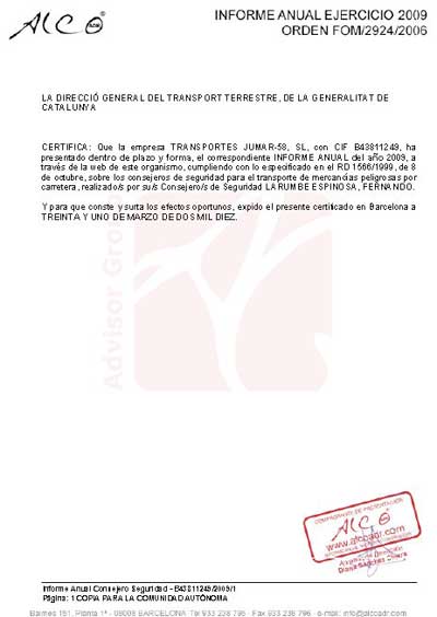 foto de certificado ADR